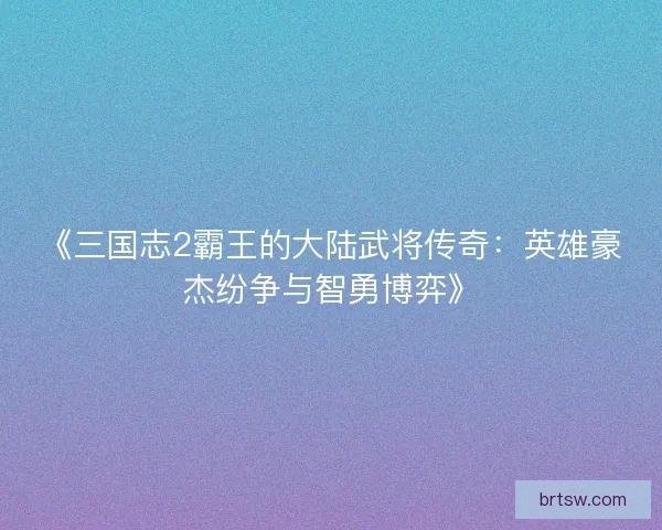 《三国志2霸王的大陆武将传奇：英雄豪杰纷争与智勇博弈》